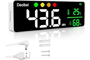 Ljudmätare 30~130dB 11" LCD professionell ljudmätare decibel/temperatur/fuktighet med larm och USB-kabel för hemmakontor skol