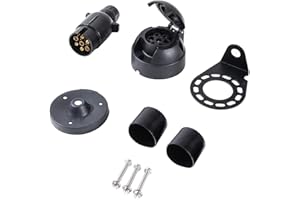 Feuunly Presa Spina Rimorchio 7 Poli, Spina Presa a 7 Poli 12V Connettori Impermeabile Guarnizione in Gomma, E Metallo Staffa di Montaggio Kit, per RV Rimorchio Camion Presa Spina (Fine della Vite)