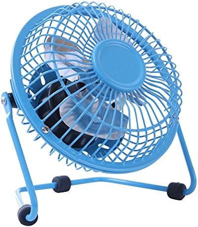 Jinberry 4" USB Mini Metal Desk Fan for Office or Home (Angle Adjustable), Cooling Quiet Electric Table Fan for PC / Laptop - Blue