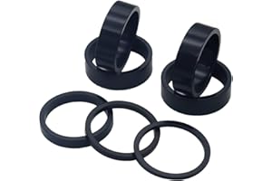 PLATT 7PCS Bike Headset Spacer 1 1/8" Aluminium Alloy MTB Road Bike Stem Headset Spacer 2/3/5 /10mm (Black)