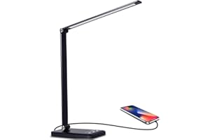 LENDOO Lampada da scrivania a LED senza fili, lampada da comodino USB ricaricabile, 10 livelli di luminosità 5 modalità di illuminazione, Protezione Degli Occhi Lampada da tavolo per ufficio