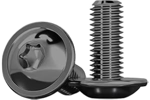 Drenky Vis à Tête Bombée Avec Collerette 20 Pièces M6x20mm Vis Torx ISO 7380-2 Noir Acier Inoxydable A2 V2A Pour Filetée Filetage Complet