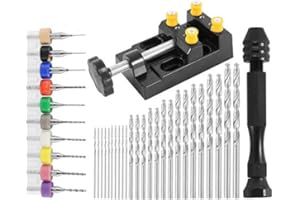 JTWEB 37pcs Pin Vise Hand Drill Set Include Pin Vise Hand Drill, 0.3-1.2mm PCB Mini Drills and 0.5-3.0 Twist Drills for Craft Carving DIY