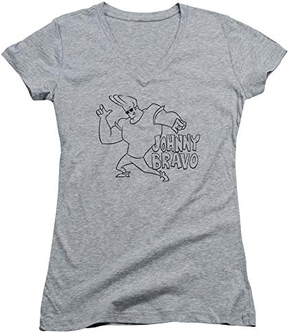 Johnny Bravo Cartoon Network Series Show Line Art Logo Junior V-Neck T-Shirt Tee