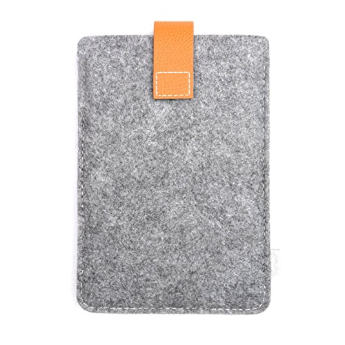 Inateck Kindle Paperwhite Hülle Case Filz Sleeve für Amazon neue Kindle Paperwhite 2015 300 PPI 3.Gen/ 2014/ 2013/ 2012 und Kindle Fire HD 6 20 cm x 14 cm, Verschluss mit Druckknopf, grau