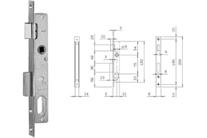 ISEO 7501510 SERRATURA INFILARE ENTRATA 15MM FRONTALE CROMATO 200x16x3MM INFISSI METALLICI CILINDRO OVALE CATENACCIO 3MM MANDATA 9MM SCROCCO SEPARATO