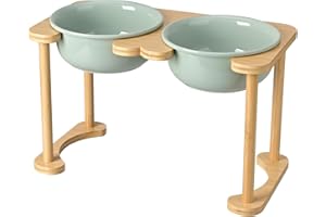 SPUNKYJUNKY Mangeoire pour Chien Rehaussée Gamelle en céramique pour Chiens et Chats (1600ml, Vert Clair)