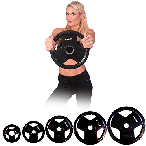 POWRX Olympia Hantelscheiben Gewichte Gusseisen Gummi Schwarz 2er Set 2,5 - 20 kg für Langhanteln Lochdurchmesser 51 mm