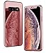 Produktbild Karomenic Spiegel Hülle kompatibel mit Samsung Galaxy S10 360 Grad Panzerglas Hart PC Schutzhülle Ultra Dünn Handyhülle Vorne & Hinten Doppel-Schutz Tasche Ganzkörper Hardcase Etui,Roségold