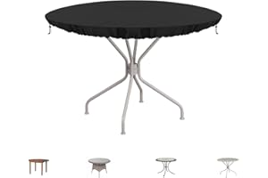 SIMPHAUS Funda Mesa Exterior Redonda Impermeable Funda para Mesa Redonda de Jardin Resistente al Viento Cubierta Mesa Impermeable para Mesa Pequeña Exterior Anti-UV Tela Oxford 420D Ø92x10cm