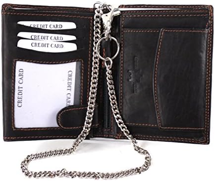 Full grain leather design Wallet with Chain Necklace Wild Things with Trousers