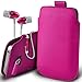 Price comparison product image Aventus (Hot Pink) Huawei P9 Max Case High Quality Pouch Sleeve Faux Leather Case Cover with Pull Tab Cord Slip In, Includes Stereo Aluminium Earphones