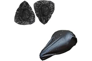 Nazeauf Waterproof Bike Seat Rain Cover - 2pcs Universal Fit Black Polyester Bike Saddle Cover, for Most Bicycle Saddles