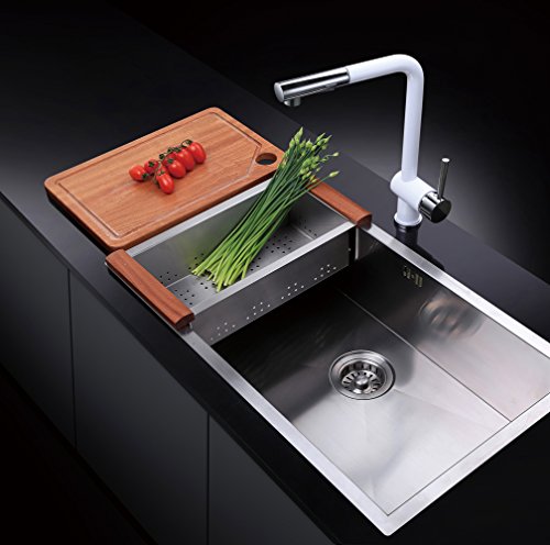 Homelody® Weiss 360° Drehbar Wasserhahn mit ausziehbar Brause Spültischarmatur Spüle Armatur hoher Auslauf Wasserkran Mischbatterie küchenarmatur mit Brause - 6
