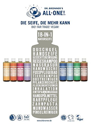 Dr. Bronner´s Naturseife Zitrus-Orange 18-in-1 Magic Soap natürliche Flüssigseife aus biologischem Anbau, vegan, keine Zusatzstoffe, Fair Trade zertifizierte Bioseife (1x240ml) - 3