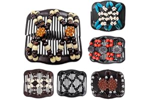 Sweieoni 6 Pezzi Doppio Pettine Fermacapelli,Magic Hair Comb, Banana Hair Clip, Fermacapelli da Donna Eleganti, Elastici Fermagli in Legno per Capelli per Donne, Doppio Pettine Capelli (10.3 * 17cm)