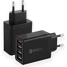 Caricatore USB 2 Pezzi, Totale 33W Carica Rapida 3.0 Caricatore Multiple Spina di Ricarica USB Alimentazione per Samsung Gala