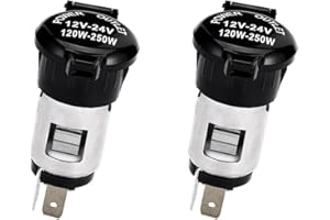 VOANZO uds Toma de Encendedor de Cigarrillos Resistente al Agua Grado Marino ATV RV 12V/24V CC Toma de Encendedor Toma de Corriente para Barco Moto Coche 120-250W
