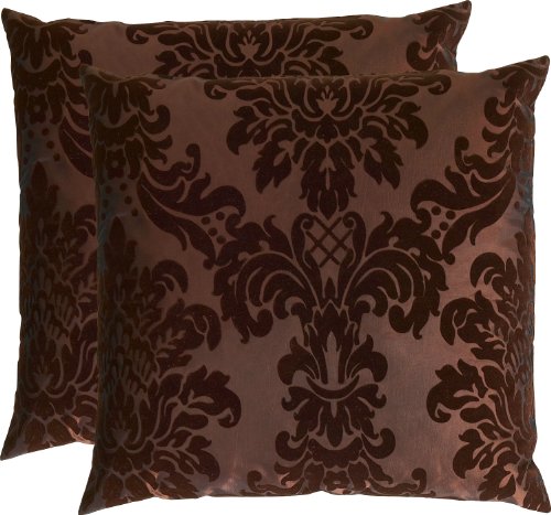 OPUS Kissenhülle 60 x 60 cm Taft Samt Flockdruck in 9 extravaganten Farben 70 Braun (2er Set)