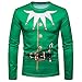 Produktbild SEWORLD Weihnachten Christmas Herren Abend Party Männer Weihnachtskostüm Sankt Drucken Urlaub Humor Langarm T-Shirt Xmas Top(X1-3-grün,EU-54/CN-XXL)