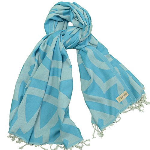 DESIGNER KOLLEKTION – Bersuse GOTS-Zertifiziert 100% Bio Baumwolle – Flamenco Türkisches Handtuch Peshtemal – Badestrand Fouta Pestemal – 95X175 cm, Aqua Blau - 4