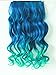 22" Ladies Women Fashion One Piece Clip in Hair Extension Long Curly Wavy Synthetic (Dark blue/light blue)