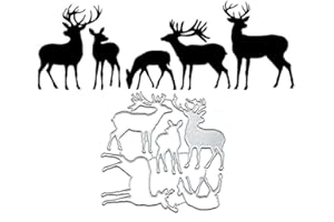 BEETIRRYHU 5Pcs/Set Christmas Deer Elk Metal Die Cuts Cutting Dies, Christmas Deer Elk Paper Cards Cutting Dies Cut Stencils for DIY Embossing Card Making Book Tags Decorative Paper Dies Scrapbooking