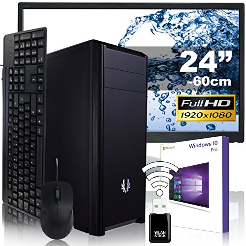 AGANDO Silent Allround & Business PC-Komplettpaket | Intel Core i5 7500 4x 3.4GHz | Turbo 3.8GHz | Intel HD Grafik 1.7GB | 8GB RAM | 1000GB HDD | DVD-RW | USB3.1 | 60cm (24") TFT | Tastatur | Maus | WLAN | Win 10 Pro | 36 Monate Garantie | Computer für Multimedia, Gaming, Büro/Office