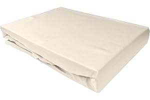 ‎BETTWAESCHE-MIT-STIL Bettwaesche-mit-Stil Mako Satin Spannbettlaken Spannlaken Spannbetttuch (120 cm x 200 cm, Matratzenhöhe 12-20 cm, Natur)