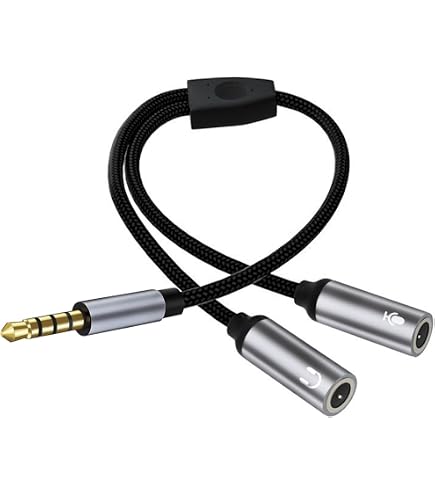 Sdoppiatore audio da 3,5 mm, 2 porte (2 in 1 out/1 in 2 out), mini convertitore selettore manuale per cuffie con cavo da 120 cm, non richiede alimentazione esterna