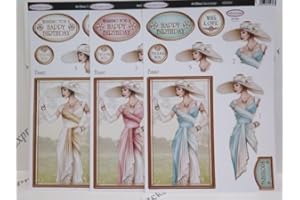 3 x Debbi Moore Art Deco Decadence Decoupage Die Cut Pack 8 Designs to Choose (Wishing You A Happy Birthday (ADD034))