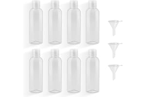 OVISEEN 8 Pièces Bouteilles de Voyage, 100 ML en Plastique avec 3 Petits Entonnoirs