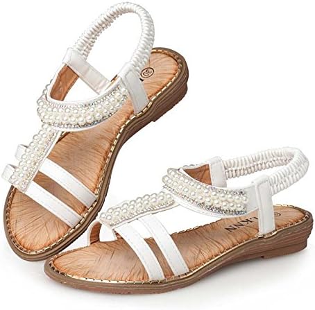 Tufanyu Kid's Beach Roman Slipper Girls Summer Shoes Breathable Cut-Outs Slingback Sandals For Toddler & Little Kids Easy Wear (Color : White, Size : 30 EU)
