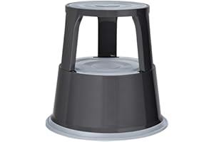 Wedo 212112 Sgabello con rotelle in metallo, testato TÜV e GS, altezza 43 cm, portata 150 kg, grigio