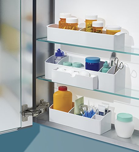 mDesign Badorganizer – für die Aufbewahrung von Kosmetika, Medikamenten und Wattestäbchen – praktischer Behälter – weiß - 4