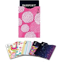 I3C Étui Carte de Crédit Passeport Blocage RFID Antivol Pochette Protecteur (5 Cartes de Crédit & 1 Passeport), Style 7