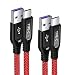 Produktbild iMangoo Typ C Ladekabel, 1,2 m 5A SuperCharge USB C Schnelles Aufladen Datentransfer Nylon geflochtenes Kabel Kompatibel mit Huawei P30 P20 Pro P10 Plus Huawei Mate 20 Pro Honor 10 Note 10 Rot 2 Stück