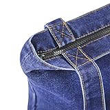 Damen Jeans Canvas Leinwand Umhängetasche Messenger Bag Handtasche Schultertasche Tasche Löcher Muster Hellblau & Dunkelblau - 6