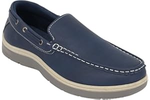 CHARLES SOUTHWELL Men's Wide Fit Faux Leather Touch & Close Slip On Or Lace Up Casual Lightweight Comfort Boat Deck Shoes
