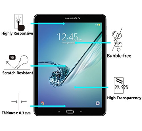 Samsung Galaxy Tab S3 9.7“ (SM-T820 / SM-T825) / S2 9.7“ (SM-T810 / SM-T815) Panzerglas Schutzfolie, iVoler® Premium Panzerglasfolie folie Displayschutzfolie Hartglas Gehärtetem Glas DisplayPanzerglas Schutzfolie Displayschutz Tempered Glass Screen Protector für Samsung Galaxy Tab S3 9.7“ (SM-T820 / SM-T825) / S2 9.7“ (SM-T810 / SM-T815) – 0,3mm Dünn, 9H Härtegrad, 2.5D Abgerundete Kanten – [Kratzfest][Hohe Transparenz] [Fingerabdruck-frei][Blasenfrei]-Lebenslange Garantie - 2