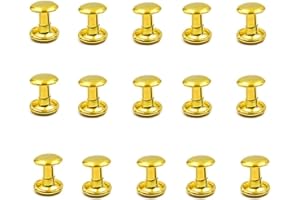 EZQNIRK 100 Juegos De Remaches De Doble Cabeza Metálica, Remaches De Doble Cabeza Redonda,Gold,12x10mm