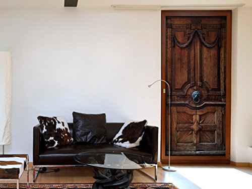 Türtapete XXL 90×210 cm ! Premium Vliesleinwand mit Samt Haptik! Fototapete Tapete Türpanel Türposter Tür Foto Bild Design Natur Holz braun d-A-0064-a-c - 3