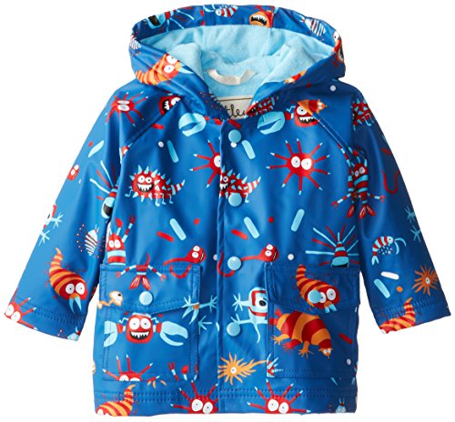 Hatley Baby Boys Infant Micro Scopic Creatures Raincoat, Blue, 12-18 Months