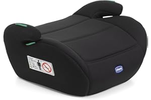 Chicco Quasar i-Size, fotelik samochodowy dla dzieci 7-12 lat (126-150 cm), waga 23-36 kg, grupa 3, łatwy montaż z 3-punktowym pasem, wyściełane podłokietniki i wygodne siedzisko, czarny