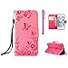 Produktbild MUTOUREN PU Ledertasche Drucken Hüllen für Samsung Galaxy S6 Edge Flip Cover Telefon-Kasten Handyhülle Bookstyle Wallet Brieftasche Card Slot Handycase Rosa Beschützer Haut Schutzfolie Schutzhüllen Case Tasche Hülle Etui Schale Ständer Hülle Case mit Weich TPU Innere mit Metall Touch-Pen