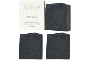 3x Natural Cilt Aktiv Kohle Seife - 100% Naturseife - ohne bedenkliche Inhaltsstoffe - Zertifiziert - Handgemacht - Duschseife für alle Hauttypen - Duschgel - Naturkostmetik