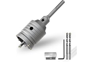 CSOOM Otwornica do betonu 55 mm z przedłużeniem SDS-Plus 110 mm, zestaw otwornic do betonu, zestaw otwornic do betonu, 4 wiertła centrujące 8 x 110 mm, końcówka z twardego metalu, 2 x wiertło