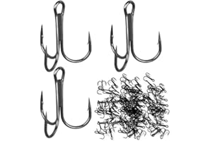 FORYNXHWIN 50 Stück Drillingshaken Set, Treble Angeln Haken, Drillinge Angelhaken Kohlenstoffstahl, Drillingshaken Super Scharfe