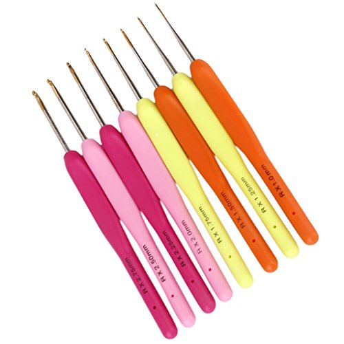 8 Größe Bunte Kunststoff Handgriff Metall Kopf Spitze Häkelnadel Nadel 1-2.75mm - 4
