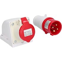 Prise Industrielle 5 Broches IP44 - 16A 220-380V - Étanche Et Robuste - Pour Camping-car, Chantier, Extérieur - 14
